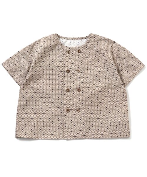 Ampersand（アンパサンド）の「premier ダブルボタンノーカラー半袖シャツ（シャツ/ブラウス・キッズ・ベージュ/イエロー/ブラウン/グリーン/グレー・100/120/70/80/130/90/140/110）」の12枚目の写真