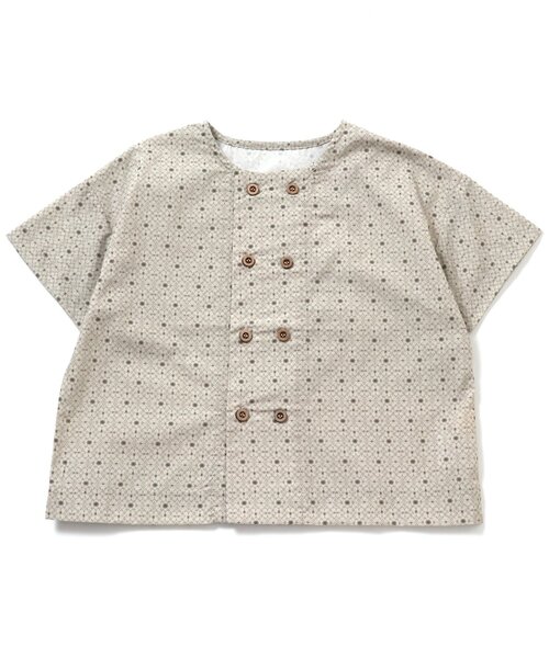 Ampersand（アンパサンド）の「premier ダブルボタンノーカラー半袖シャツ（シャツ/ブラウス・キッズ・ベージュ/イエロー/ブラウン/グリーン/グレー・100/120/70/80/130/90/140/110）」の17枚目の写真