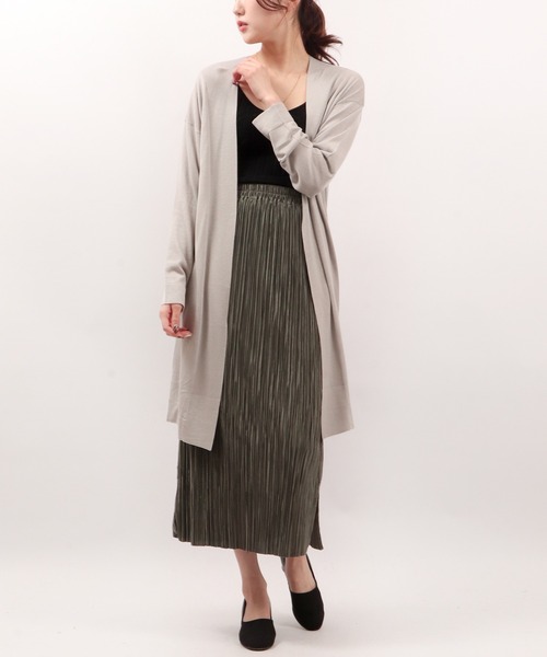 Anna Nicola（アンナニコラ）の「Anna Nicola 16G テンセル/シルク　トッパーカーディガン（カーディガン/ボレロ・レディース・ライトグレー/オレンジ/グリーン・38）」の9枚目の写真
