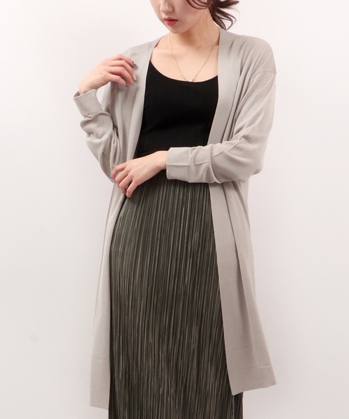 Anna Nicola（アンナニコラ）の「Anna Nicola 16G テンセル/シルク　トッパーカーディガン（カーディガン/ボレロ・レディース・ライトグレー/オレンジ/グリーン・38）」の6枚目の写真