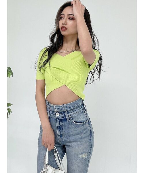 GYDA(ジェイダ)の「2WAYカシュクールニット TOPS(ニット/セーター・レディース・ブラック/オフホワイト/ライトグリーン・FREE)」の22枚目の写真