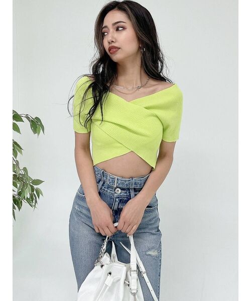 GYDA(ジェイダ)の「2WAYカシュクールニット TOPS(ニット/セーター・レディース・ブラック/オフホワイト/ライトグリーン・FREE)」の19枚目の写真