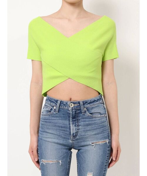 GYDA(ジェイダ)の「2WAYカシュクールニット TOPS(ニット/セーター・レディース・ブラック/オフホワイト/ライトグリーン・FREE)」の6枚目の写真