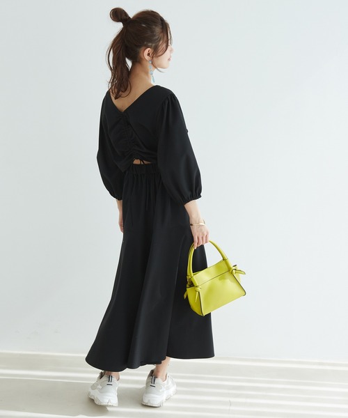 vis-`a-vis(ビサビ)の「【WEB限定】【洗える】リネンライクバックリボンワンピース(ワンピース・レディース・ブラック/グリーン系その他/キナリ・FREE)」の20枚目の写真