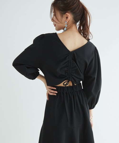 vis-`a-vis(ビサビ)の「【WEB限定】【洗える】リネンライクバックリボンワンピース(ワンピース・レディース・ブラック/グリーン系その他/キナリ・FREE)」の11枚目の写真