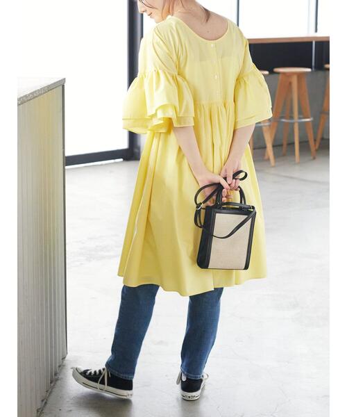 Areeam（アリーム）の「前後2way袖フリルミニワンピース（ワンピース・レディース・ブラック/ピンク/イエロー・FREE）」の13枚目の写真