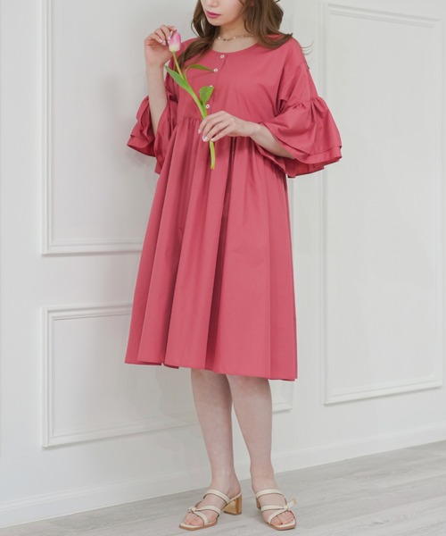 Areeam（アリーム）の「前後2way袖フリルミニワンピース（ワンピース・レディース・ブラック/ピンク/イエロー・FREE）」の5枚目の写真