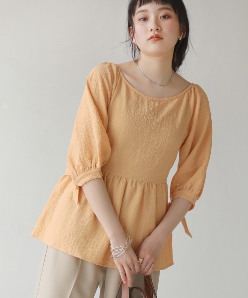 Bab（バブ）の「２WAYウエスト切替ブラウス（シャツ/ブラウス・レディース・アイボリー/パープル/ブラック/オレンジ・M）」の14枚目の写真