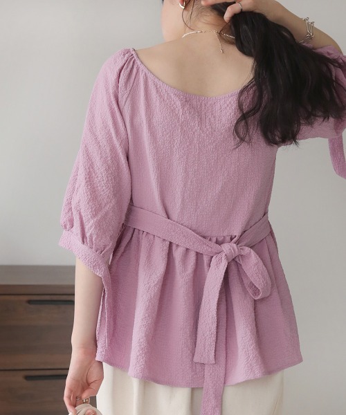 Bab（バブ）の「２WAYウエスト切替ブラウス（シャツ/ブラウス・レディース・アイボリー/パープル/ブラック/オレンジ・M）」の21枚目の写真