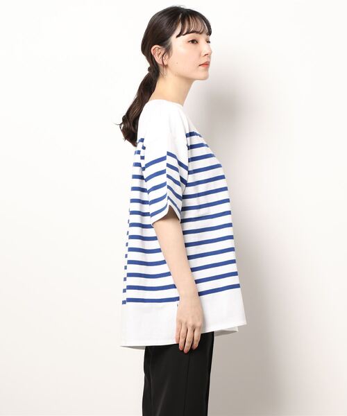 CHILD WOMAN ラッセルパネルボーダーBIGプルオーバー AMBIDEX Store ○ラッセルパネルボーダーBIGプルオーバー(F アオ