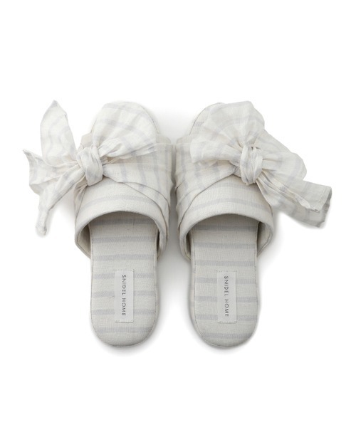 SNIDEL HOME(スナイデルホーム)の「バリエーションリボンスリッパ(ルームシューズ/スリッパ・レディース・ピンク/ピンクベージュ/ブラック×イエロー・FREE)」の6枚目の写真