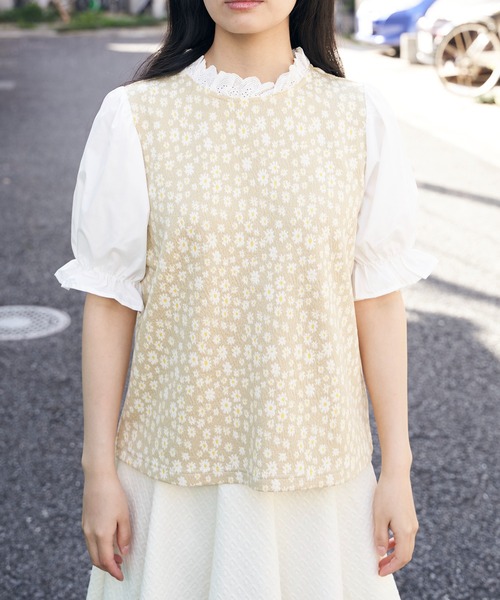 Hamble by Par Avion(ハンブルバイパラビオン)の「袖切り替えデイジートップス(その他トップス・レディース・ブラック/アイボリー・ONESIZE)」の5枚目の写真