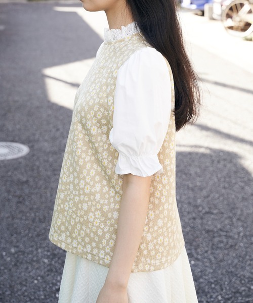 Hamble by Par Avion(ハンブルバイパラビオン)の「袖切り替えデイジートップス(その他トップス・レディース・ブラック/アイボリー・ONESIZE)」の7枚目の写真