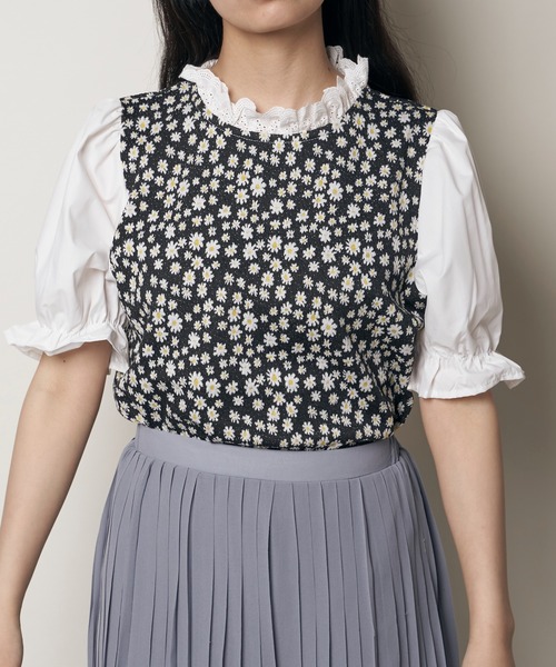 Hamble by Par Avion(ハンブルバイパラビオン)の「袖切り替えデイジートップス(その他トップス・レディース・ブラック/アイボリー・ONESIZE)」の16枚目の写真