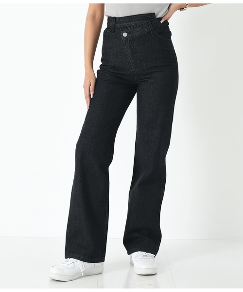 ANAP(アナップ)の「ウエストデザインセミワイドパンツ(デニムパンツ・レディース・オフホワイト/インディゴブルー/ブラック/スミクロ・S/M)」の19枚目の写真