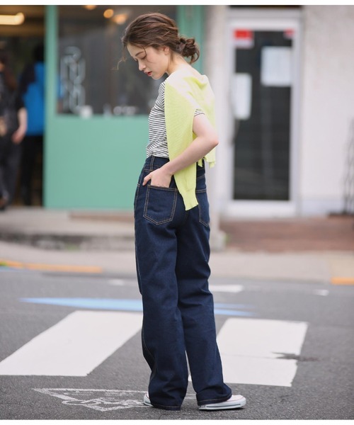 ANAP(アナップ)の「ウエストデザインセミワイドパンツ(デニムパンツ・レディース・オフホワイト/インディゴブルー/ブラック/スミクロ・S/M)」の20枚目の写真