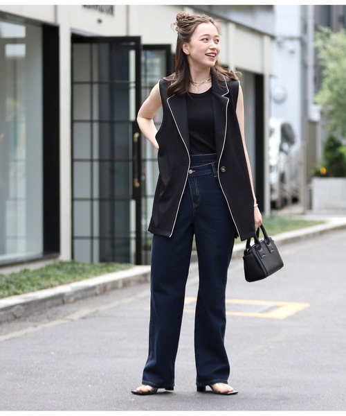 ANAP(アナップ)の「ウエストデザインセミワイドパンツ(デニムパンツ・レディース・オフホワイト/インディゴブルー/ブラック/スミクロ・S/M)」の21枚目の写真