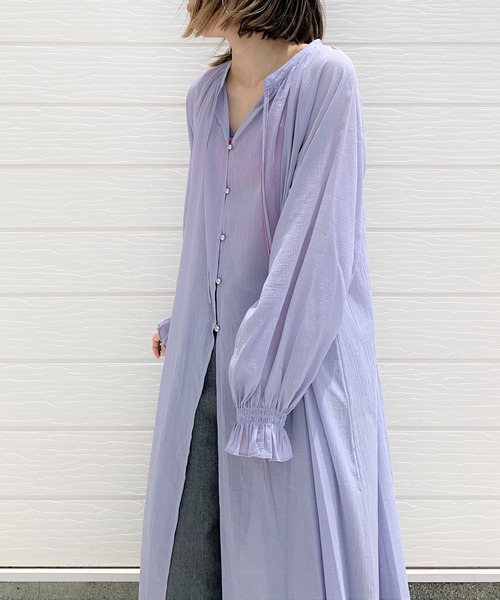 Q(キュー)の「エアリーコットンロングワンピース(ワンピース・レディース・ブラウン/ラベンダー・MEDIUM)」の9枚目の写真