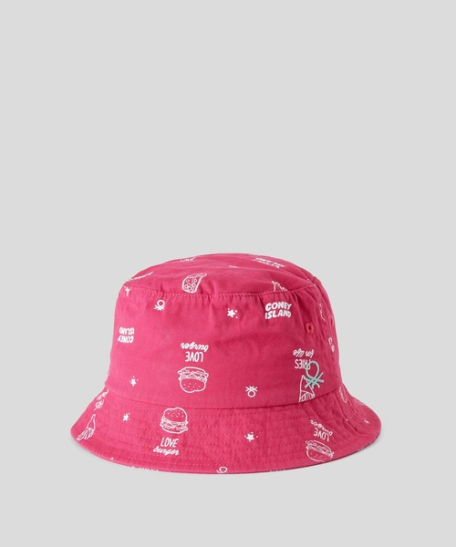 BENETTON (UNITED COLORS OF BENETTON)（ベネトンユナイテッドカラーズオブベネトン）の「キッズトロピカル総柄バケットハット・帽子B（ハット・キッズ・グリーン/グリーン系その他/ピンク系その他・LARGE/SMALL）」の3枚目の写真