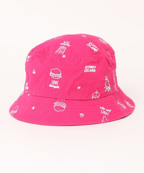 BENETTON (UNITED COLORS OF BENETTON)（ベネトンユナイテッドカラーズオブベネトン）の「キッズトロピカル総柄バケットハット・帽子B（ハット・キッズ・グリーン/グリーン系その他/ピンク系その他・LARGE/SMALL）」の6枚目の写真