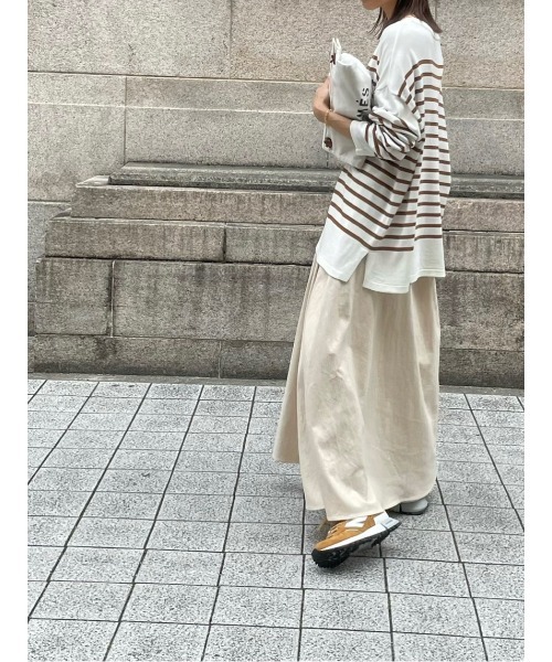 ulu（ウル）の「Linen denim flare skirt（デニムスカート・レディース・ベージュ・FREE）」の3枚目の写真