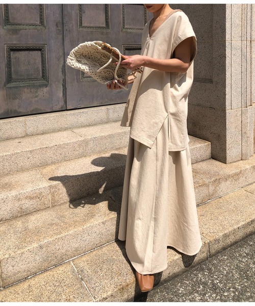 ulu（ウル）の「Linen denim flare skirt（デニムスカート・レディース・ベージュ・FREE）」の8枚目の写真
