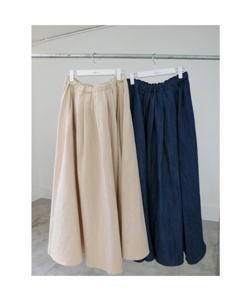 ulu（ウル）の「Linen denim flare skirt（デニムスカート・レディース・ベージュ・FREE）」の11枚目の写真