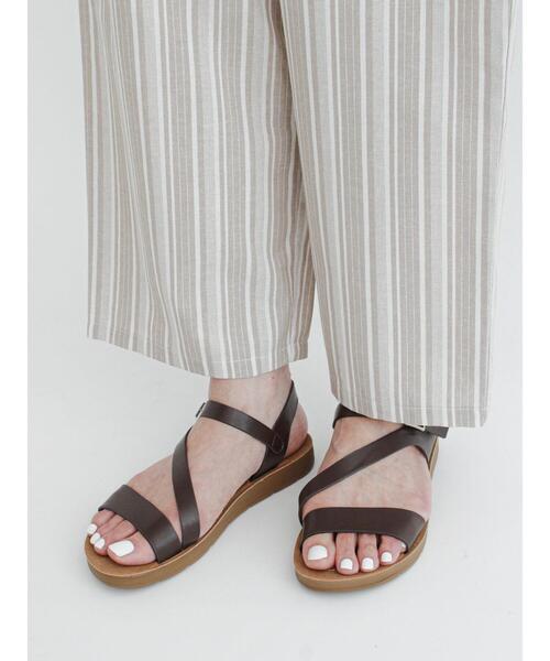 Samansa Mos2 blue(サマンサモスモスブルー)の「斜めストラップサンダル(サンダル・レディース・オレンジ/ダークブラウン/キナリ・MEDIUM/LARGE)」の5枚目の写真