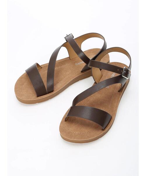 Samansa Mos2 blue(サマンサモスモスブルー)の「斜めストラップサンダル(サンダル・レディース・オレンジ/ダークブラウン/キナリ・MEDIUM/LARGE)」の18枚目の写真