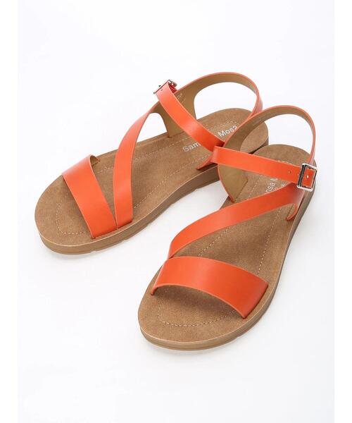 Samansa Mos2 blue(サマンサモスモスブルー)の「斜めストラップサンダル(サンダル・レディース・オレンジ/ダークブラウン/キナリ・MEDIUM/LARGE)」の16枚目の写真