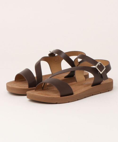 Samansa Mos2 blue(サマンサモスモスブルー)の「斜めストラップサンダル(サンダル・レディース・オレンジ/ダークブラウン/キナリ・MEDIUM/LARGE)」の9枚目の写真