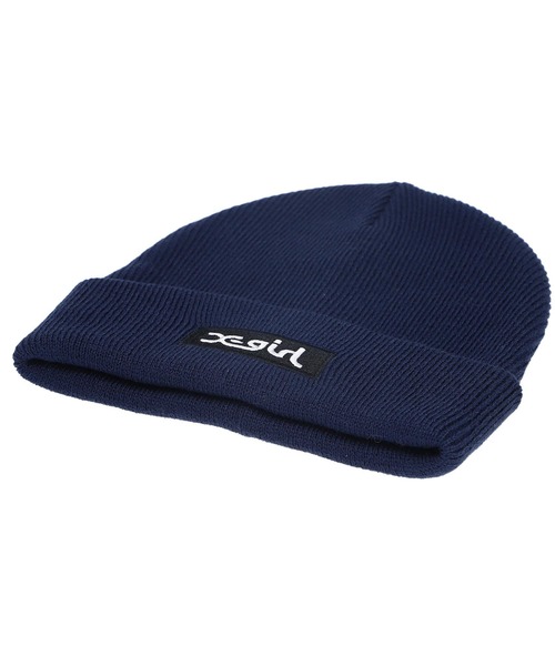 X-girl（エックスガール）の「BOX LOGO KNIT CAP（ニットキャップ/ビーニー・レディース・ブラック/ネイビー/バーガンディー・ONE SIZE）」の10枚目の写真