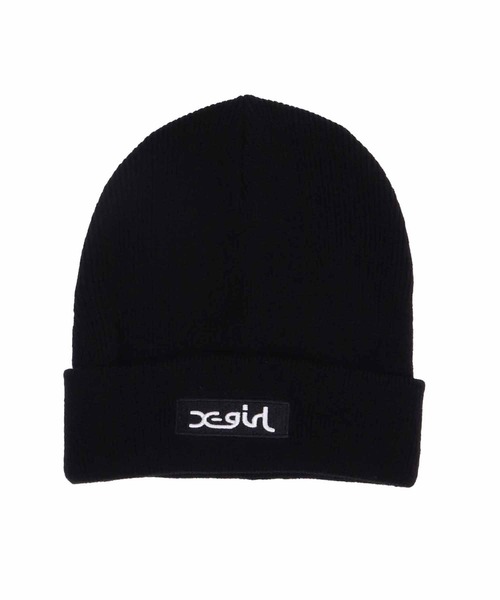 X-girl（エックスガール）の「BOX LOGO KNIT CAP（ニットキャップ/ビーニー・レディース・ブラック/ネイビー/バーガンディー・ONE SIZE）」の5枚目の写真