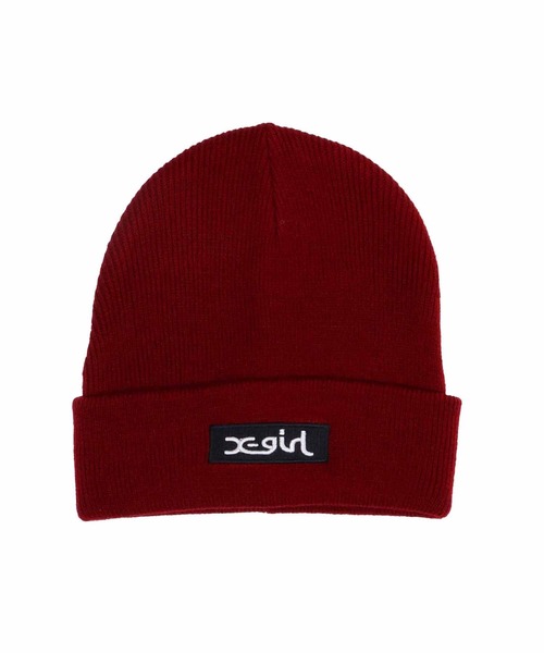 X-girl（エックスガール）の「BOX LOGO KNIT CAP（ニットキャップ/ビーニー・レディース・ブラック/ネイビー/バーガンディー・ONE SIZE）」の6枚目の写真