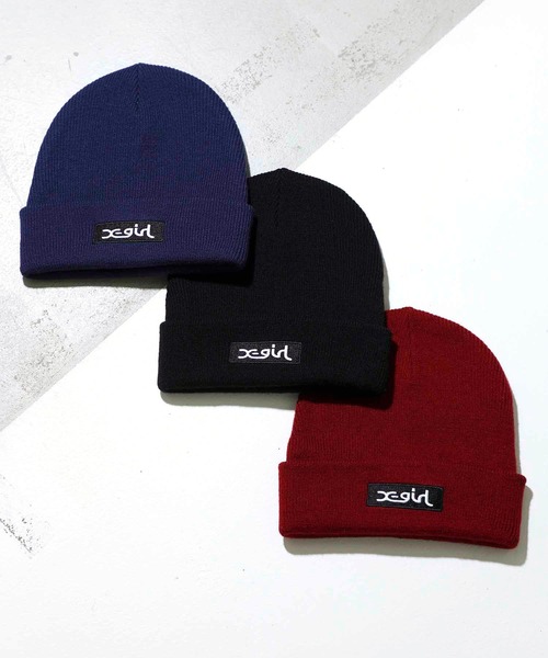 X-girl（エックスガール）の「BOX LOGO KNIT CAP（ニットキャップ/ビーニー・レディース・ブラック/ネイビー/バーガンディー・ONE SIZE）」の17枚目の写真