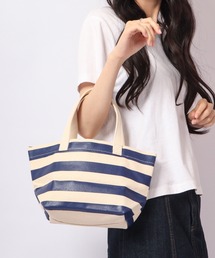 SALON DE CALONDY キャンバス　ボーダープリント　ランチトートバッグ