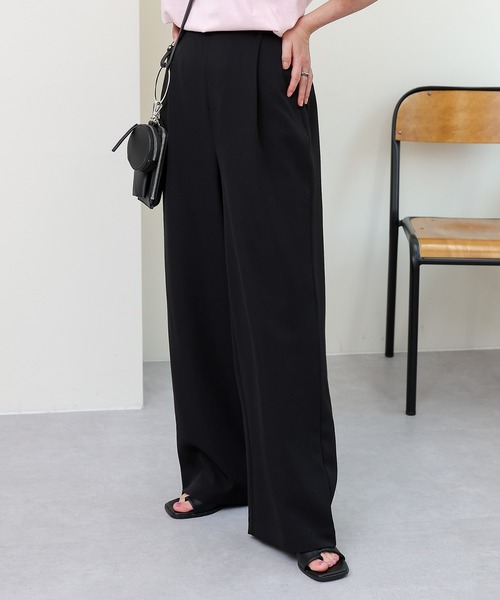 COLONY 2139（コロニートゥーワンスリーナイン）の「サイズ展開あり/ストレッチイージーケアーパンツ(1タックワイド)/ワイドパンツ（スラックス・レディース・ブラック/ベージュ/カーキ/ピンク・SMALL/MEDIUM/LARGE）」の19枚目の写真