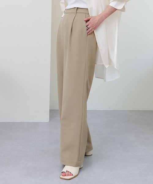 COLONY 2139（コロニートゥーワンスリーナイン）の「サイズ展開あり/ストレッチイージーケアーパンツ(1タックワイド)/ワイドパンツ（スラックス・レディース・ブラック/ベージュ/カーキ/ピンク・SMALL/MEDIUM/LARGE）」の7枚目の写真