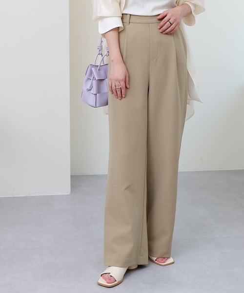 COLONY 2139（コロニートゥーワンスリーナイン）の「サイズ展開あり/ストレッチイージーケアーパンツ(1タックワイド)/ワイドパンツ（スラックス・レディース・ブラック/ベージュ/カーキ/ピンク・SMALL/MEDIUM/LARGE）」の20枚目の写真