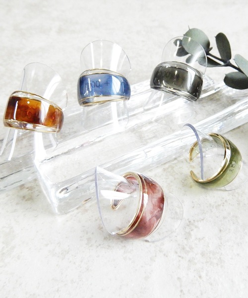 The Rule(ザルール)の「The Rule ザルール:Regatta ring:マーブル ワイド オープンリング(リング・レディース・ネイビー/ブラウン/グレー/カーキ/ワイン・FREE)」の7枚目の写真