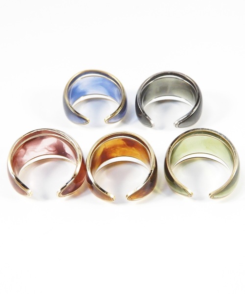The Rule(ザルール)の「The Rule ザルール:Regatta ring:マーブル ワイド オープンリング(リング・レディース・ネイビー/ブラウン/グレー/カーキ/ワイン・FREE)」の11枚目の写真