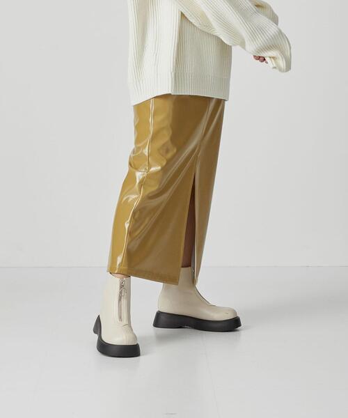 CITEN(シテン)の「<CITEN>パテント風フェイクレザー ナロースカート(スカート・レディース・ブラック/マスタード・S/M)」の15枚目の写真