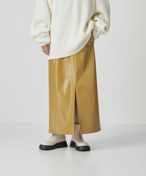 CITEN(シテン)の「<CITEN>パテント風フェイクレザー ナロースカート(スカート・レディース・ブラック/マスタード・S/M)」の17枚目の写真
