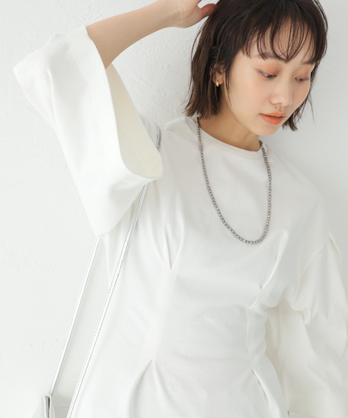 CLANE(クラネ)の「【CLANE/クラネ】BIG SLEEVE WAIST SHAPE TOPS:トップス(Tシャツ/カットソー・レディース・ホワイト/ブラック・SMALL)」の22枚目の写真
