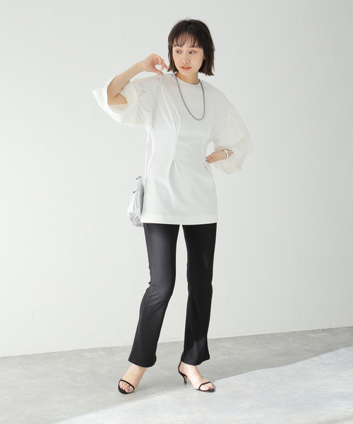 CLANE(クラネ)の「【CLANE/クラネ】BIG SLEEVE WAIST SHAPE TOPS:トップス(Tシャツ/カットソー・レディース・ホワイト/ブラック・SMALL)」の21枚目の写真