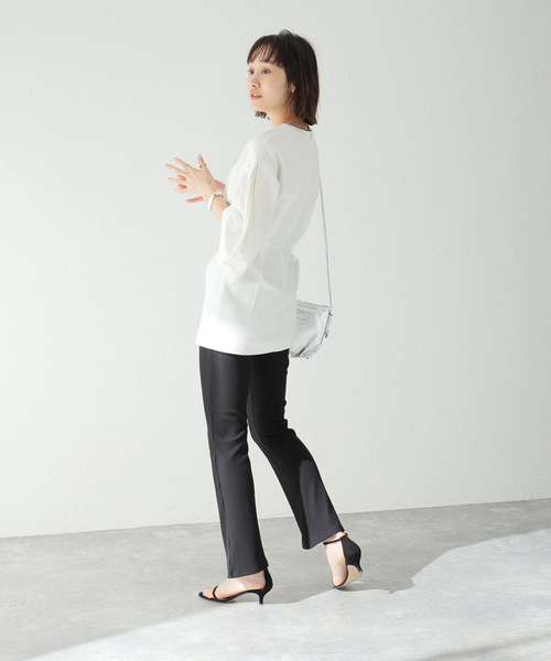 CLANE(クラネ)の「【CLANE/クラネ】BIG SLEEVE WAIST SHAPE TOPS:トップス(Tシャツ/カットソー・レディース・ホワイト/ブラック・SMALL)」の20枚目の写真