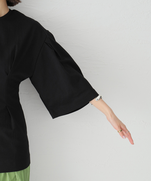 CLANE(クラネ)の「【CLANE/クラネ】BIG SLEEVE WAIST SHAPE TOPS:トップス(Tシャツ/カットソー・レディース・ホワイト/ブラック・SMALL)」の13枚目の写真