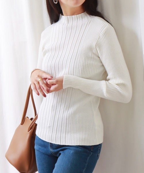 libelle more(リベル モア)の「ランダムリブスフレニット(ニット/セーター・レディース・ブラック/オフホワイト/ピンク/マスタード/モカ・M/L)」の2枚目の写真