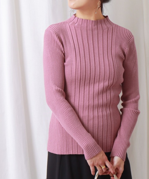 libelle more(リベル モア)の「ランダムリブスフレニット(ニット/セーター・レディース・ブラック/オフホワイト/ピンク/マスタード/モカ・M/L)」の5枚目の写真