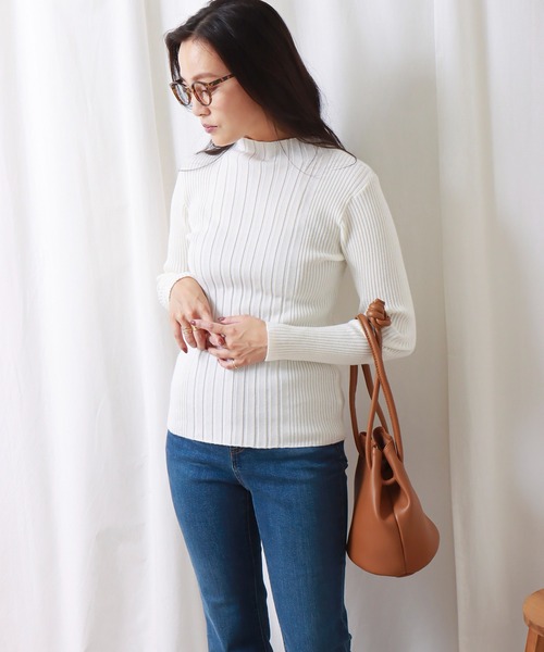 libelle more(リベル モア)の「ランダムリブスフレニット(ニット/セーター・レディース・ブラック/オフホワイト/ピンク/マスタード/モカ・M/L)」の14枚目の写真